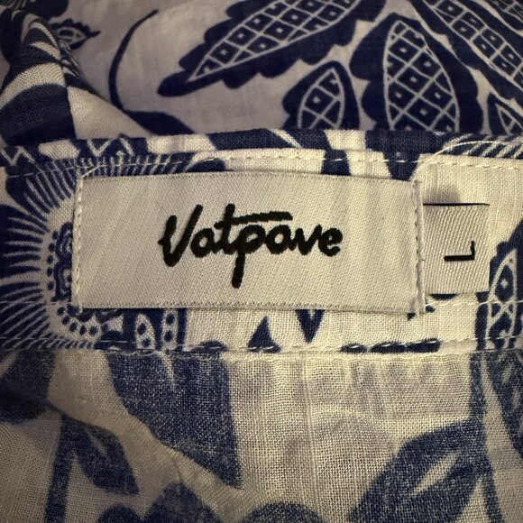 VatPave Hawaiian Aloha Shirt Men's  L Blue Short Sleeve Button Up Vacation - Picture 5 of 6